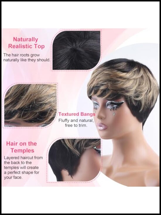 Pixie Cut Wig 100% Human Hair Short Layered Straight Glueless Full Machine Made main image 5